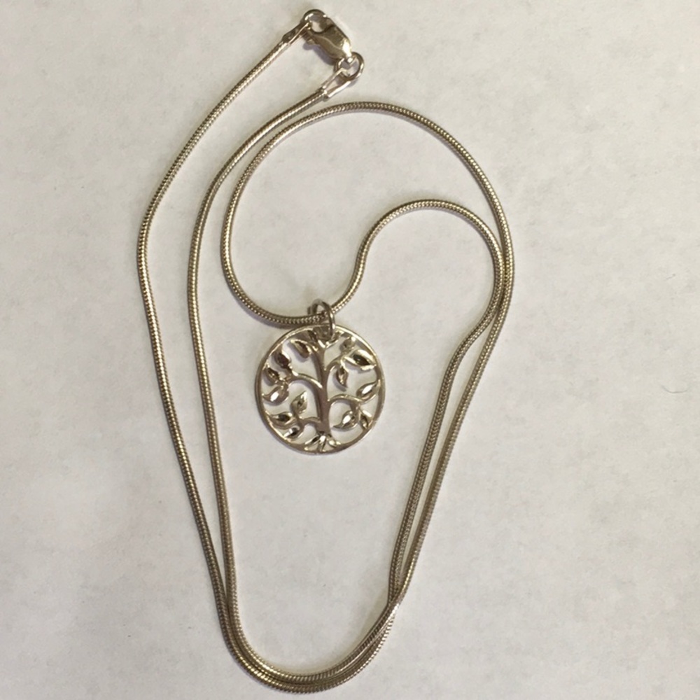STERLING SILVER Diamond Cut Leaves Tree Of Life
